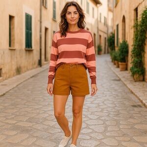 Loft | Washed Twill Shorts Bronzed Brown Various Sizes Available